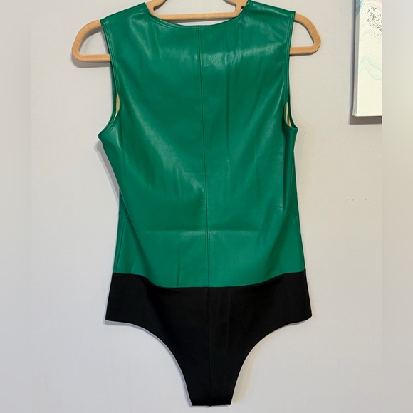 S’Edge Green and Black Vegan Leather Bodysuit size medium - Picture 3 of 5